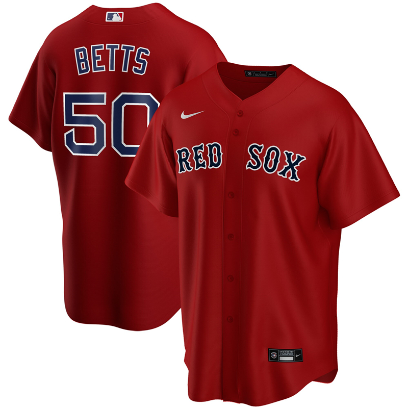 2020 MLB Men Boston Red Sox #50 Mookie Betts Nike Red Alternate 2020 Replica Player Jersey 1->boston red sox->MLB Jersey